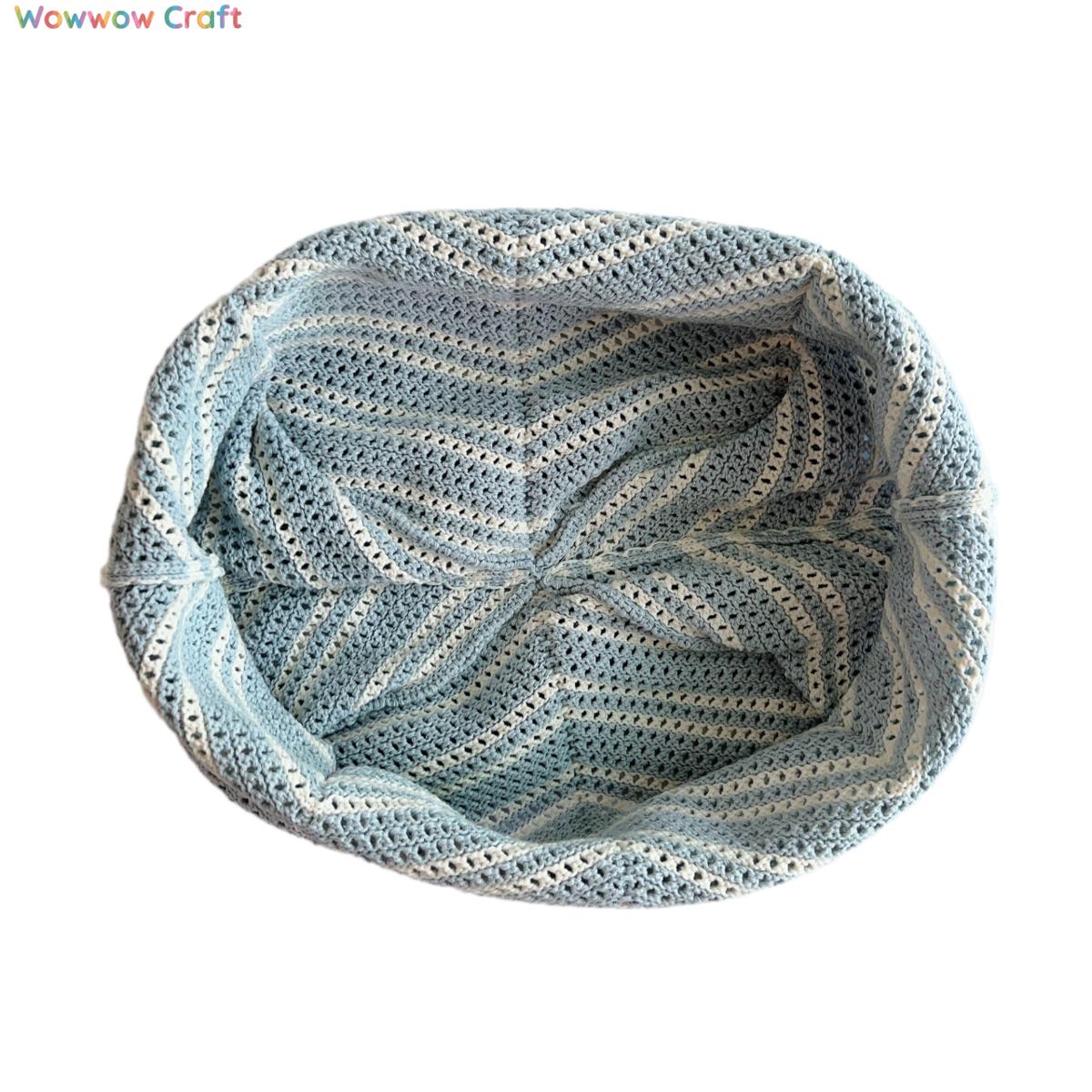 Shoulder Bags,Totes,Crochet Bags,Sky blue and white striped crocheted shoulder bag - Handmade crocheted bag